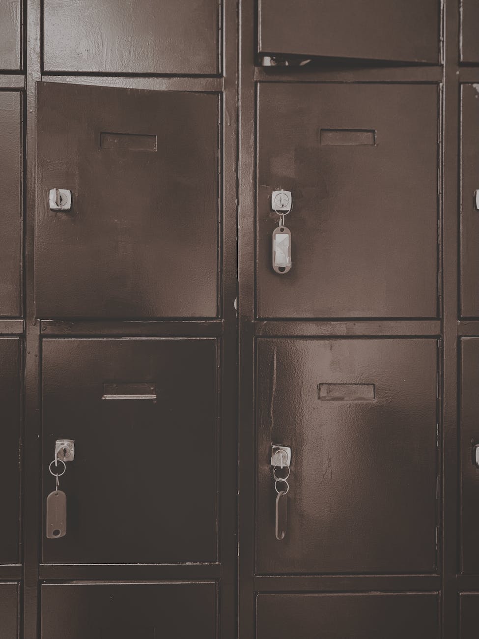 sepia toned metal lockers